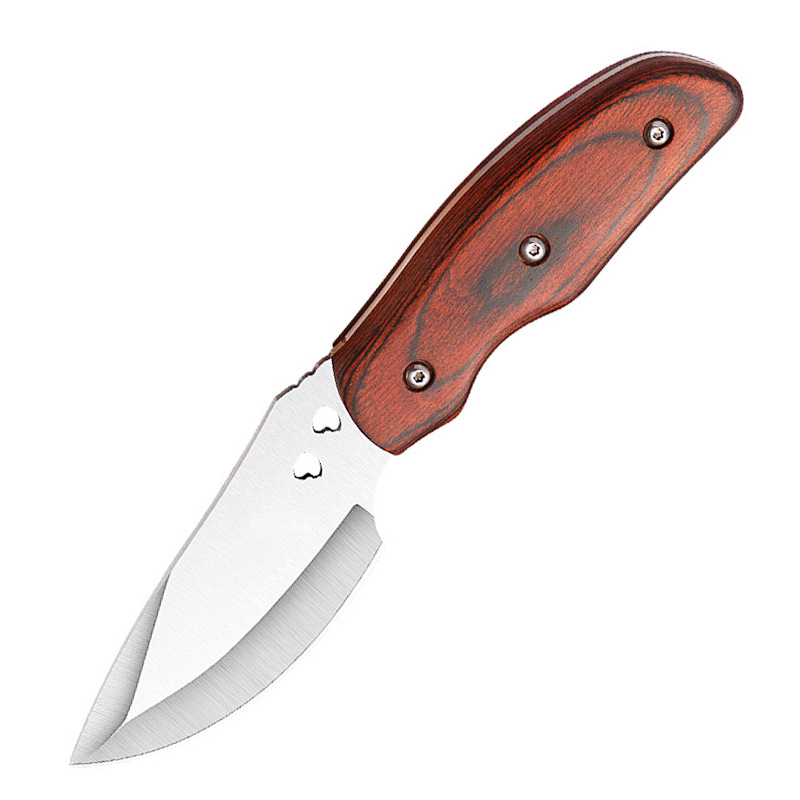 Cross-border Amazon hand-held meat knife with wooden handle, outdoor hand-pulled meat knife, barbecue and picnic meat knife, fruit peeler knife Item Picture