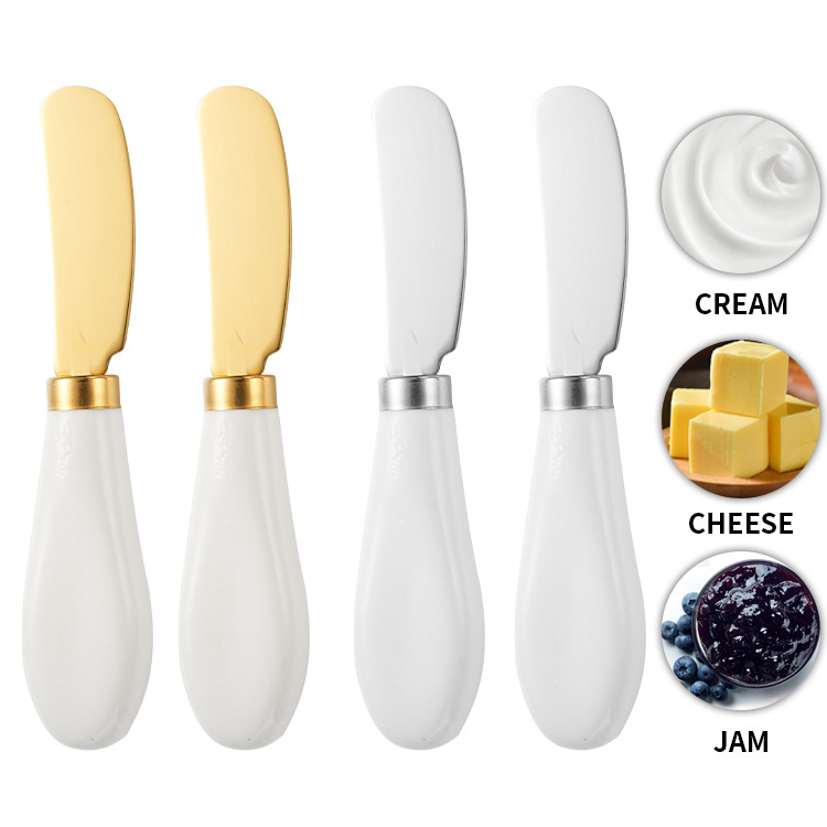 Factory wholesale stainless steel butter knives, ceramic short-handled butter knives, toast cheese jam spreading knives, cheese spatulas full figure