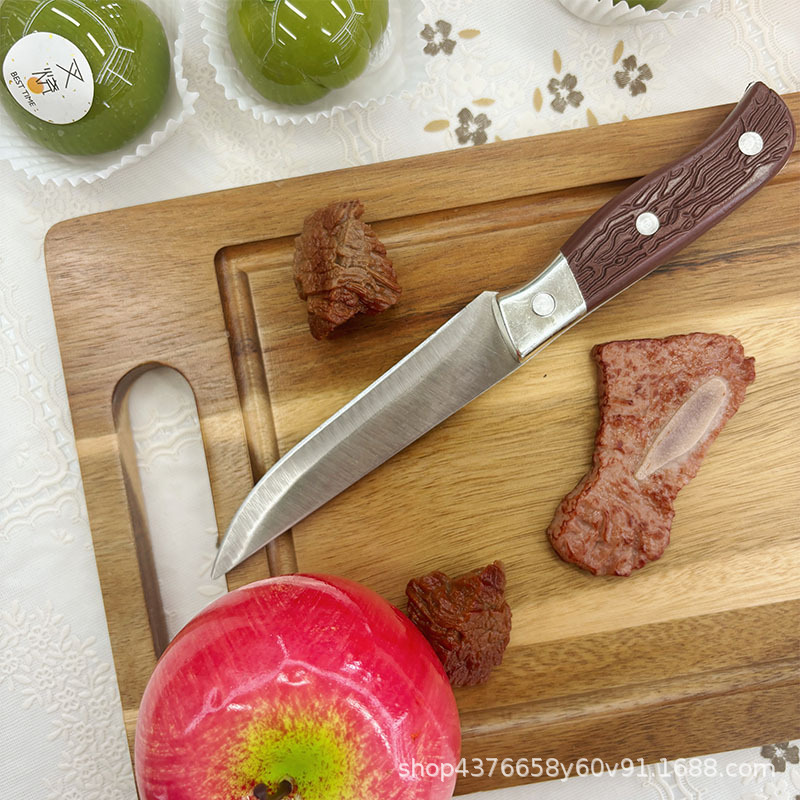 Wooden handle fruit knife, a safe and portable small knife for household use, with sharp edges. Specialized kitchen knife manufacturer in Yangjiang details Picture