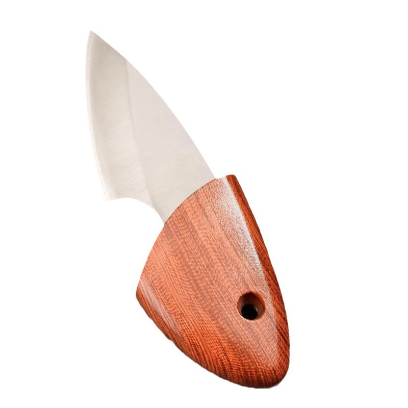 Little Fatty Dolphin Knife, wood-grain and wood-fish express delivery knife, mini pocket small steel knife, outdoor portable high-hardness fruit knife Item Picture