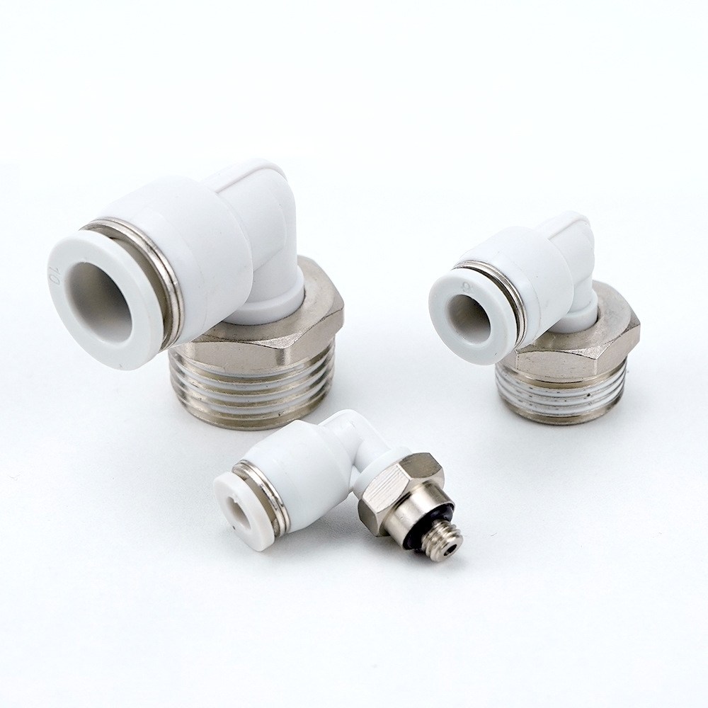 Copper air pipe pneumatic quick connector 90-degree right-angle elbow, white quick connector PL8-02/10-03mm6-01 Item Picture