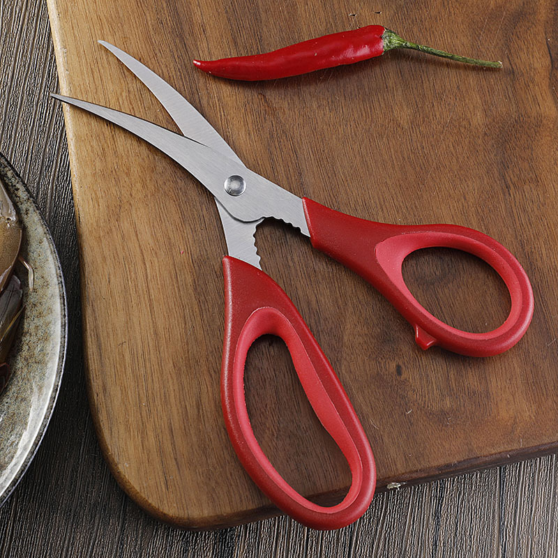 Yangjiang shrimp line scissors, elbow shrimp scissors, stainless steel kitchen scissors, multi-functional shrimp line picking scissors, crab and seafood scissors full figure