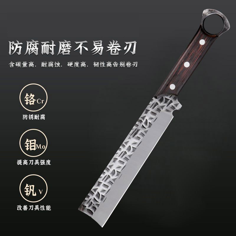 Yangjiang kitchen knife, a household sharp stainless steel cutting knife with a ring forging, is a multi-functional and popular handcrafted kitchen knife details Picture