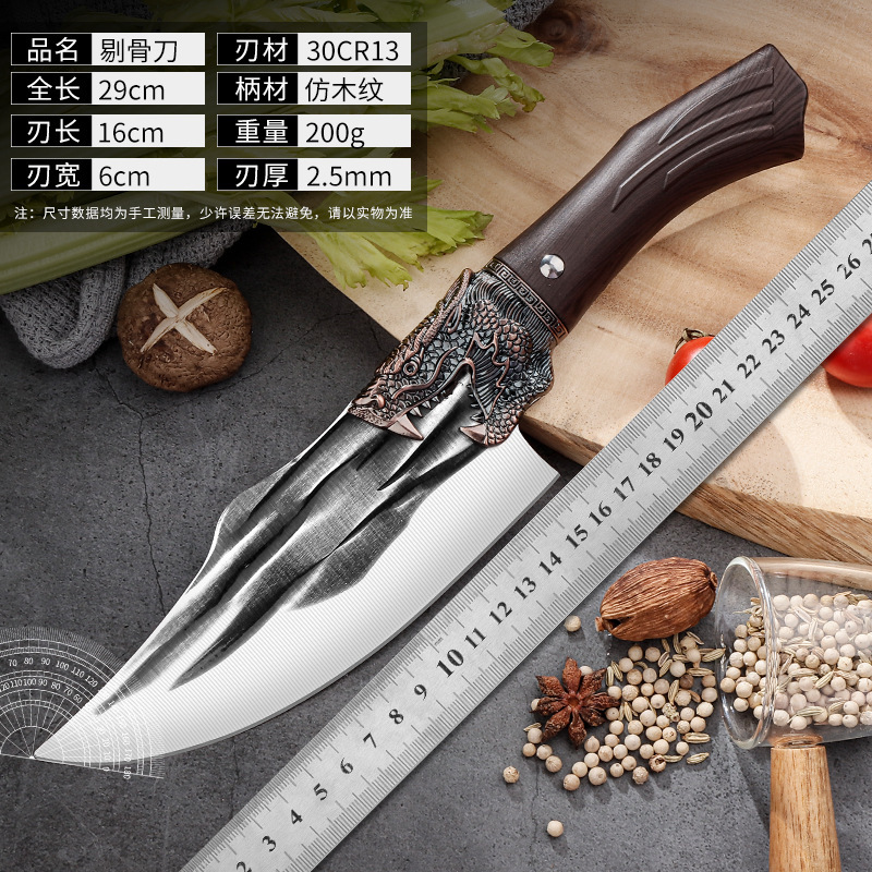 Longquan hand-forged pork slaughtering knife, special meat slicing knife, household kitchen slicing knife, commercial dividing knife Application Scenario