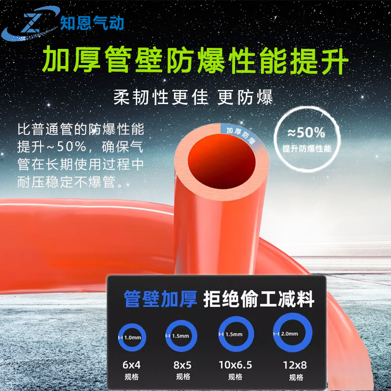 6/8/10mm telescopic spring tube pneumatic air pump screw air compressor PU hose high-pressure air pipe air duct details Picture