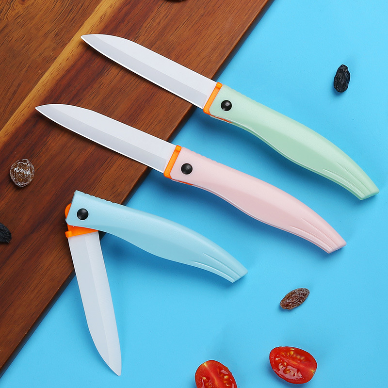 Ceramic fruit knife, folding knife, portable and cute small knife, creative portable pocket fruit and vegetable multi-functional peeler wholesale details Picture