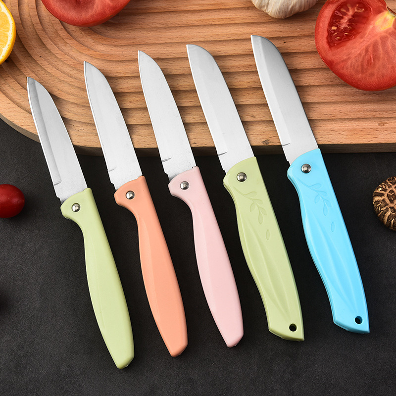 Wholesale household fruit knives, portable folding stainless steel peelers, multi-functional fruit and vegetable kitchen knives from the manufacturer full figure