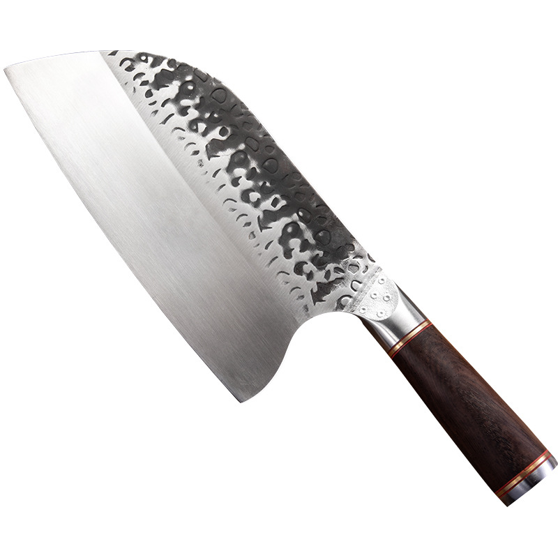 Longquan forged kitchen knife for cutting chicken and fish, steel head hammer-patterned kitchen knife, household slicing kitchen knife, stainless steel Item Picture