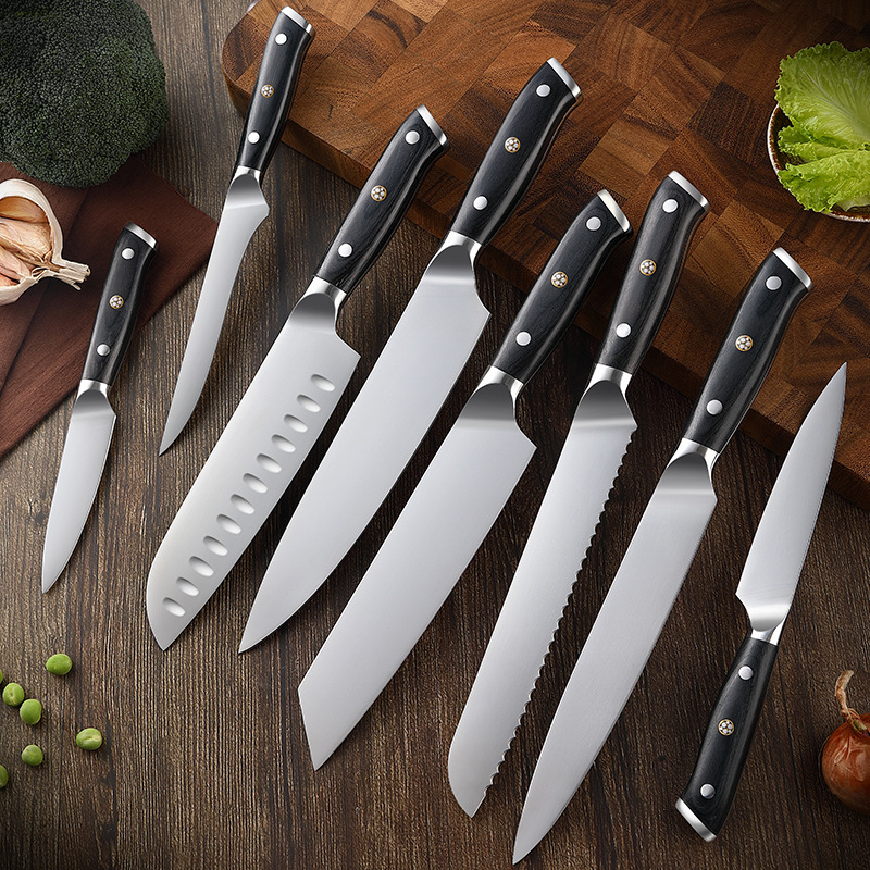 Zhirong Factory kitchen knives: 5cr15 stainless steel chef knife, Sande knife, fruit knife, sharp set, bread knife full figure