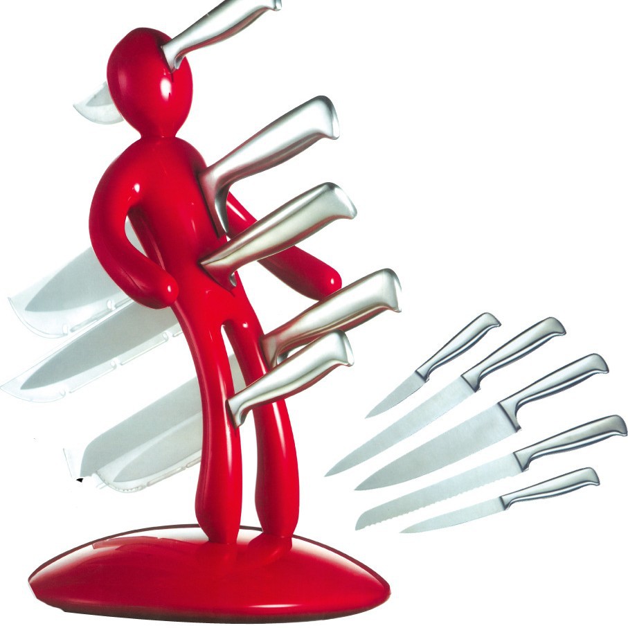 Wholesale creative human-shaped knife sets, multi-functional stainless steel knife holder sets, knife seat logos for kitchen use full figure