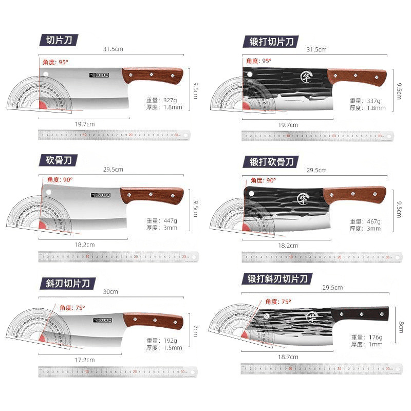 Chef-specific kitchen knife, dual-purpose for chopping and slicing, sharp sleeve knife, household knife, kitchen stainless steel set Item Picture
