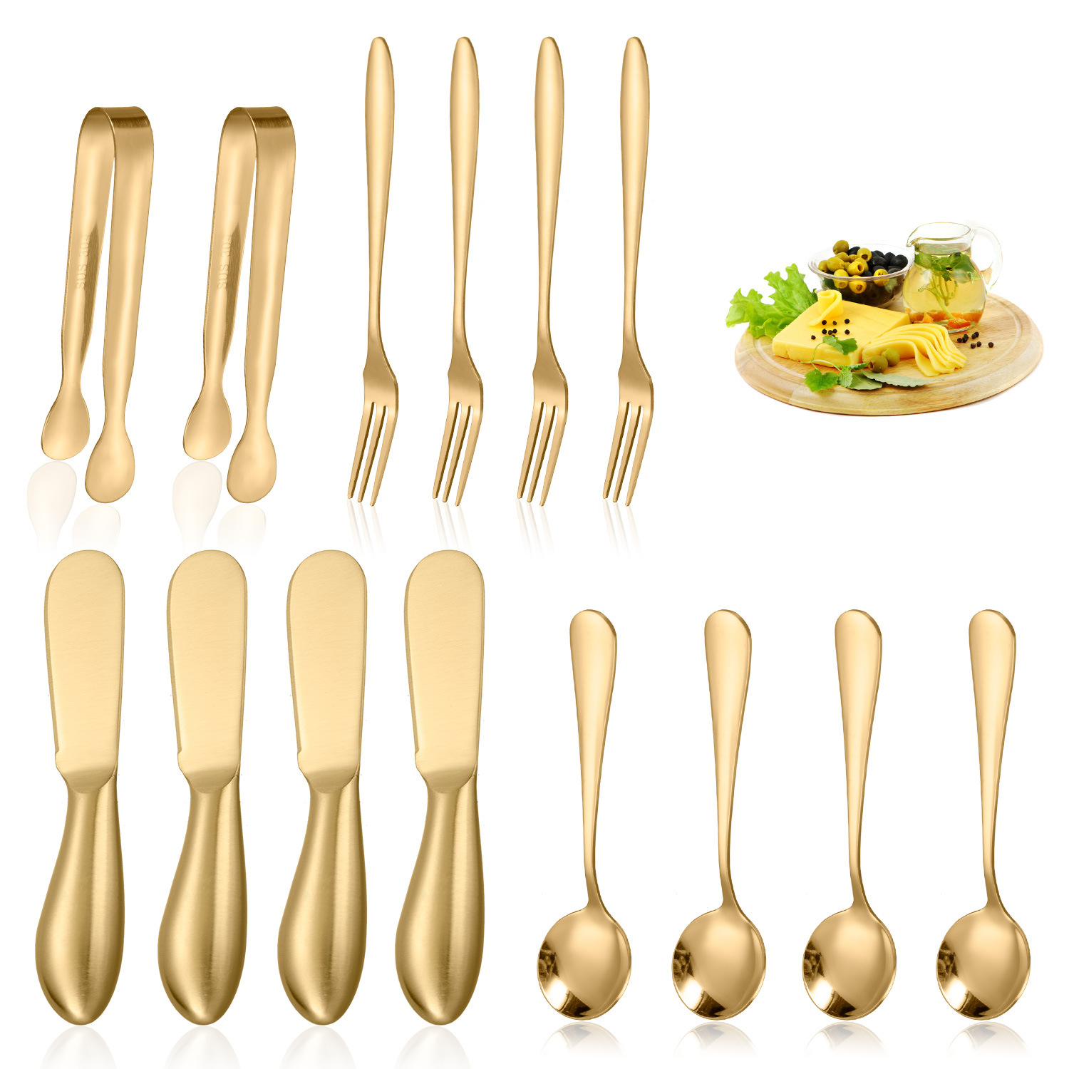 Factory direct supply of stainless steel cheese knives and forks, cross-border cheese and butter spreading knives, cheese slicing knives, butter knives full figure