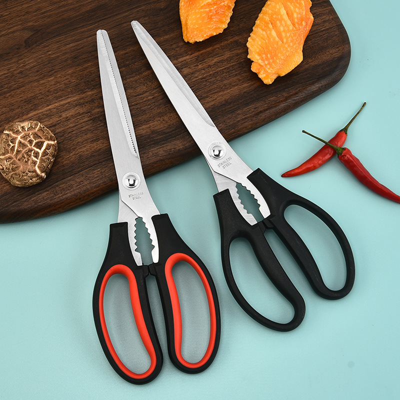 Wholesale stainless steel Korean barbecue scissors, kitchen scissors, multi-functional kitchen scissors and extended barbecue scissors from the manufacturer in stock full figure