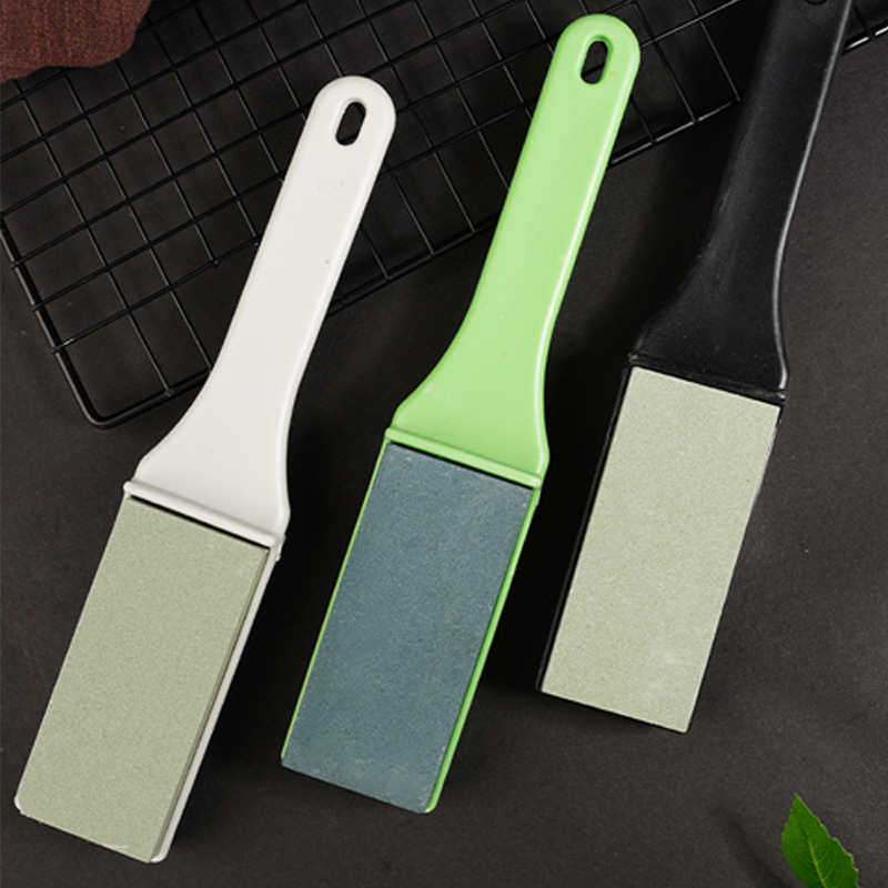 Whetstone, white corundum double-sided oilstone strip, household kitchen outdoor whetstone, long handle, foreign trade whetstone, knife sharpener details Picture