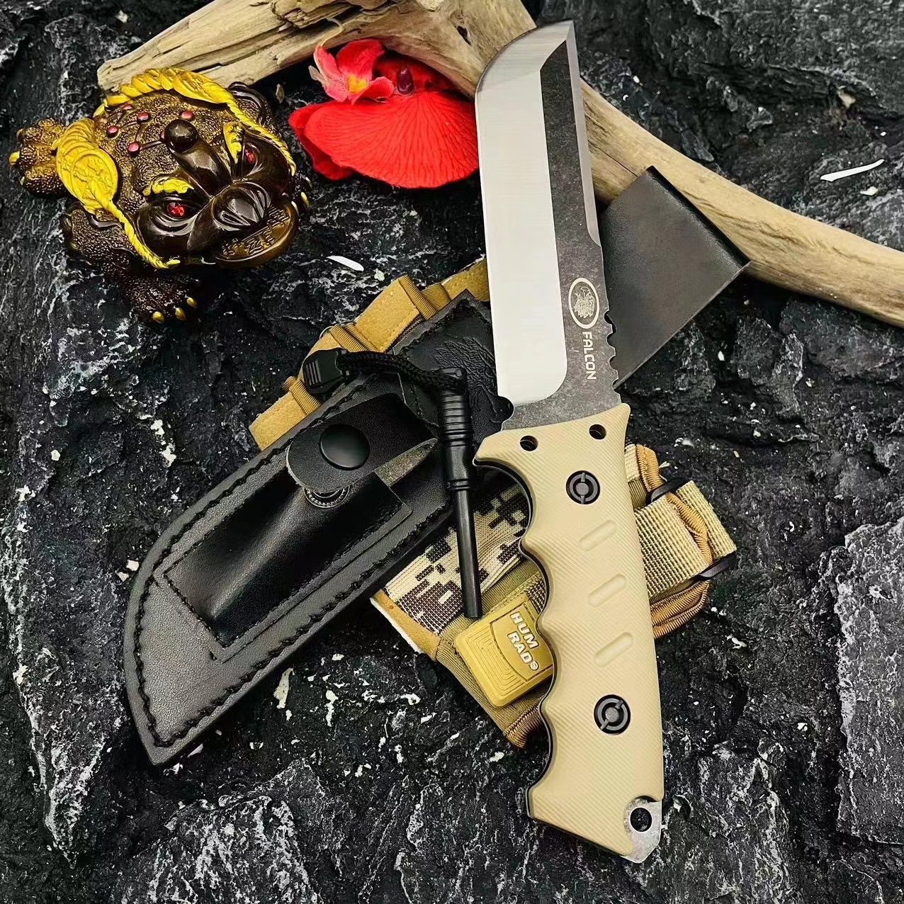 The new Xiongying No.1 high-hardness forged outdoor multi-functional collectible knife for beachcombing, mountain climbing, survival and household fruit knife details Picture