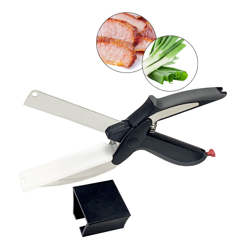 Kitchen scissors, multi-purpose household vegetable scissors, complementary food cutting, kitchen vegetable scissors, smart scissors, cutting board, two-in-one details Picture