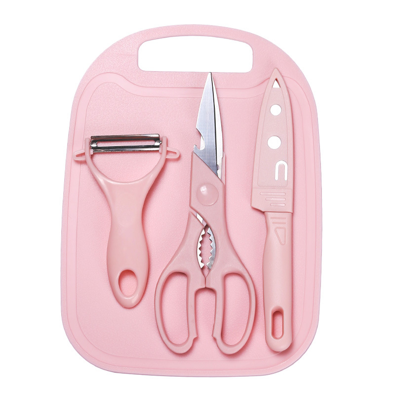 Baby food knives, kitchen stainless steel knife set, household kitchen knives, cutting boards, kitchenware, fruit knives four-piece set Item Picture