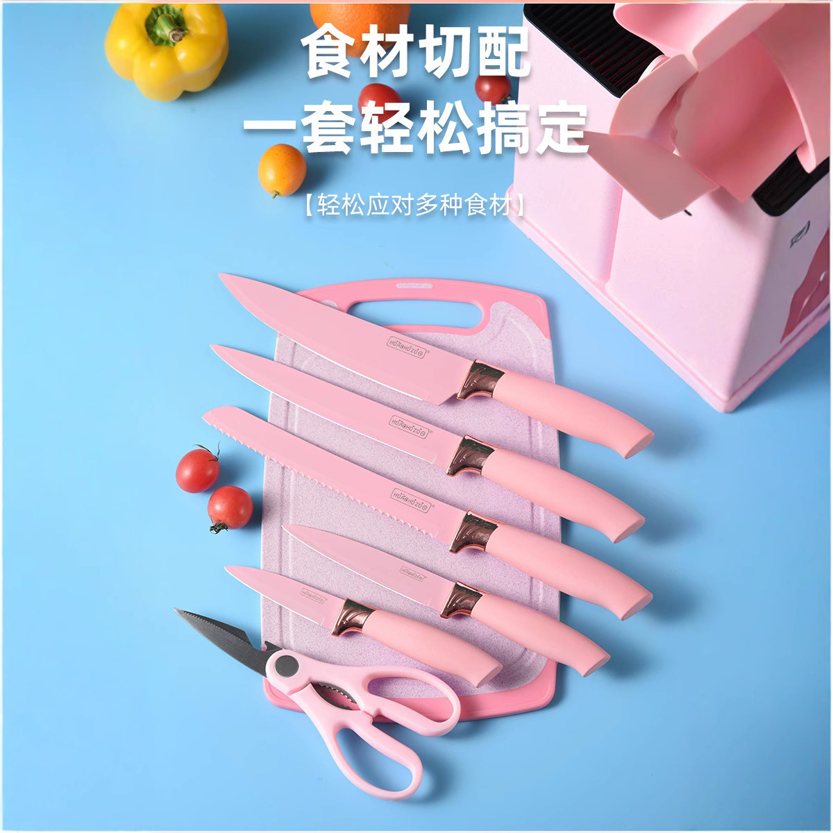 Silicone kitchenware set of 19 pieces, non-stick pan, household knife set, silicone combination, high-temperature resistant kitchenware, stainless steel knives details Picture