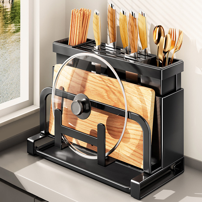 Kitchen knife rack, storage rack, household multi-functional all-in-one, for holding kitchen knives, cutting boards, chopsticks, pot LIDS, knife storage boxes, thickened full figure