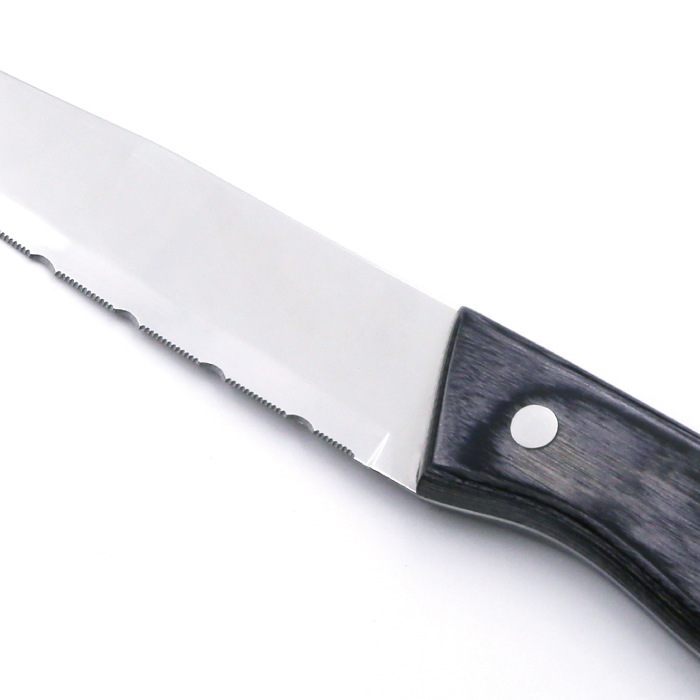 Cross-border manufacturer's in-stock wooden handle Western cuisine knives, silver-gray color wooden fine teeth steak knives, Western cuisine knives and Western cuisine tableware Specification drawing