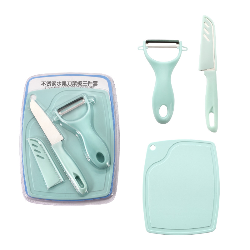 Peeler and fruit knife two-in-one household portable small knife, fruit knife, cutting board set, peeler and melon peeler combination Item Picture