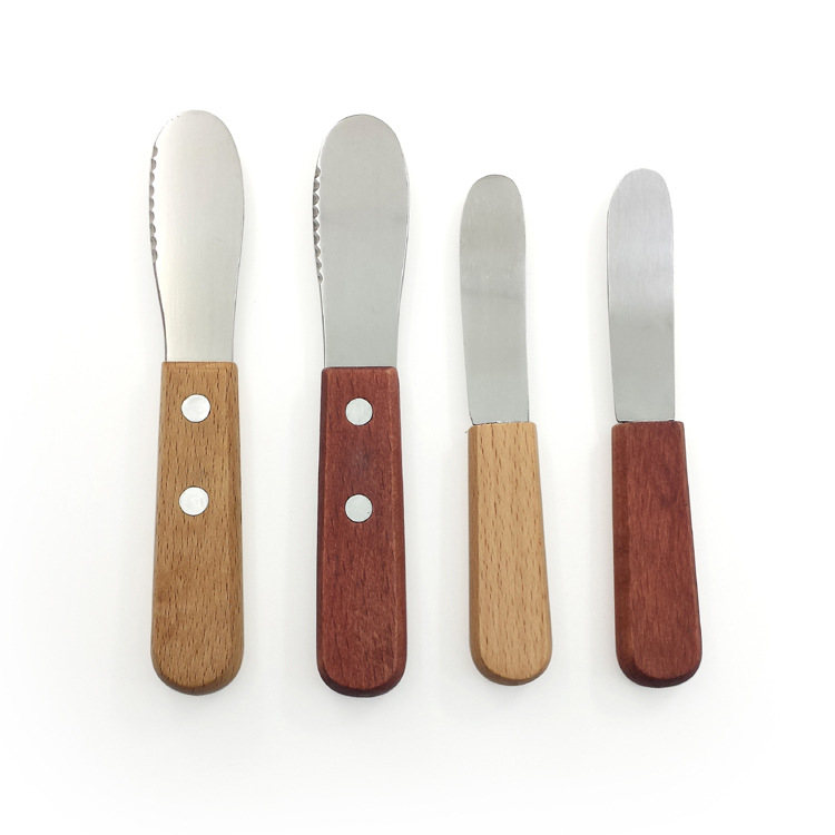 Stainless steel butter scraper, butter spatula, cream knife, wooden-handled butter knife, jam knife, cheese spatula, serrated butter knife Item Picture