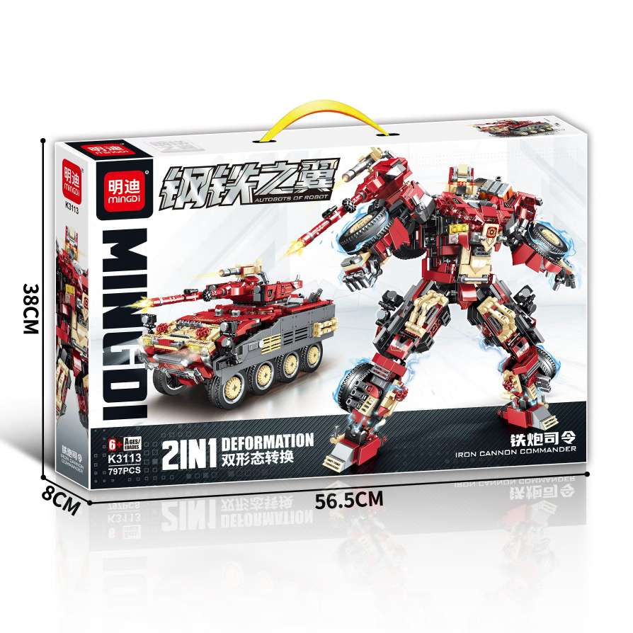 2025新益智国产积木擎天两变形机甲金刚柱机器人拼装玩具男孩礼物积木细节图