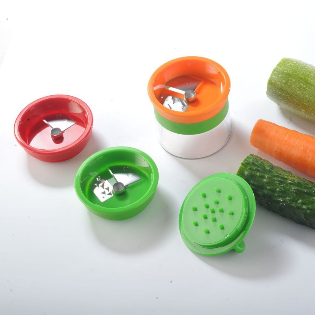 288 Screw button three-blade grater, adjustable screw grater with cup and food storage box grater Item Picture