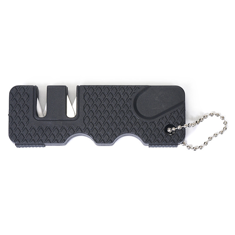 Small mini outdoor portable knife sharpener, two-stage manual ceramic knife sharpener, kitchen tools, whetstone wholesale Specification drawing