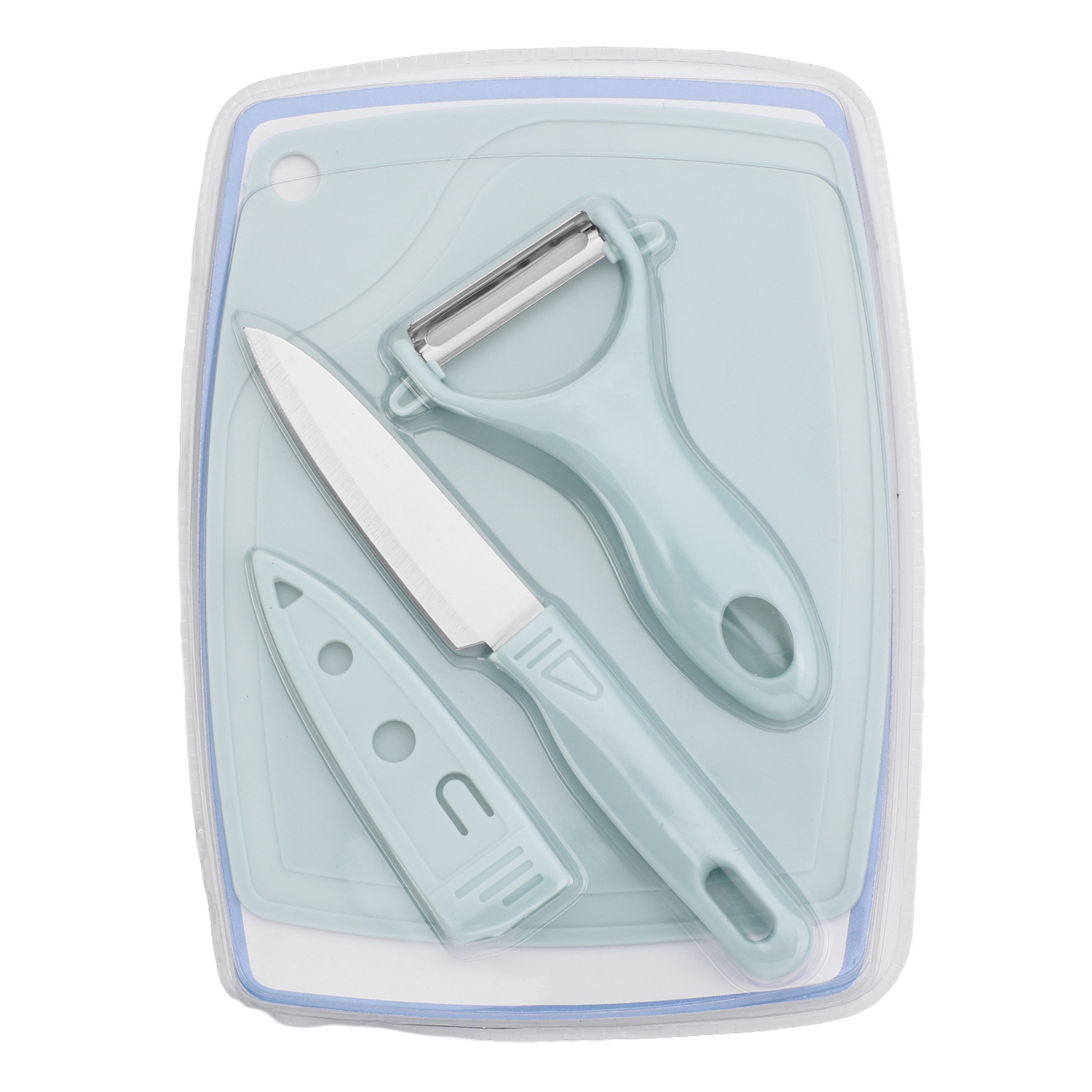 Portable three-piece fruit-cutting set for dormitories, a combination of baby food knives and stainless steel fruit knives Item Picture