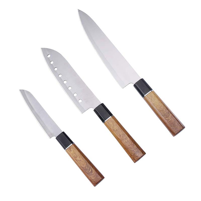 Stainless steel kitchen knife set, wood grain handle, kitchen and household slicing knife, sharp and durable fruit knife set, gift Item Picture