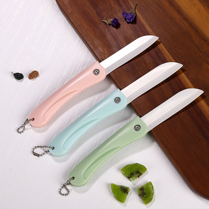 Fruit knife, household ceramic folding fruit knife, peeler, portable and portable peeler, small knives for student dormitories details Picture