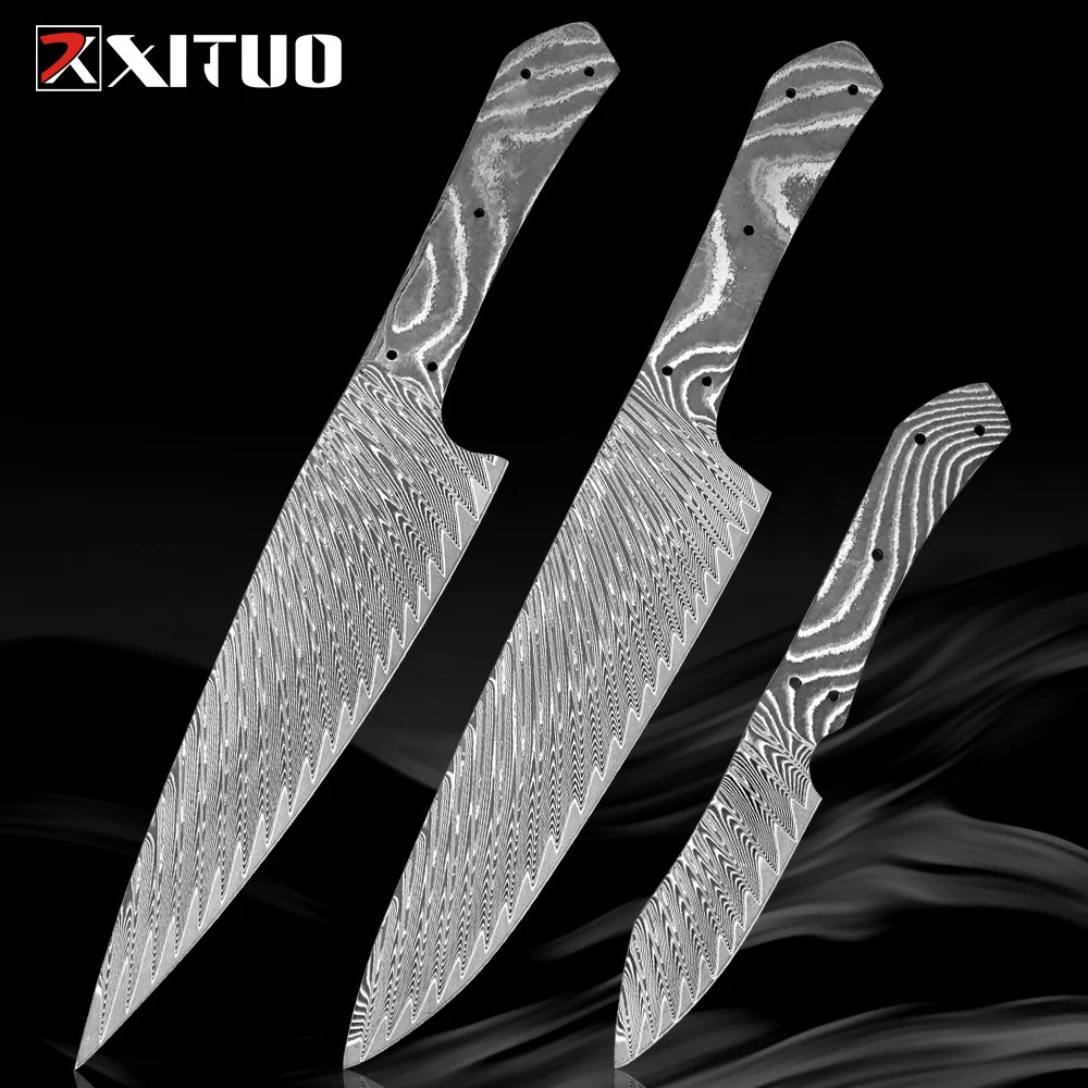Damascus steel knife blanks, kitchen knife makers, butchers, slicing knives, multi-purpose knives, DIY handcrafted knife blanks, knife accessories, sharp