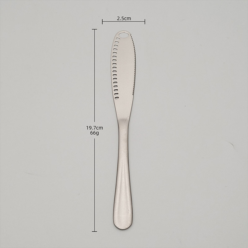 Titanium purification series stainless steel cheese knife, butter knife, perforated butter knife, Western dessert jam knife, cream spatula Item Picture