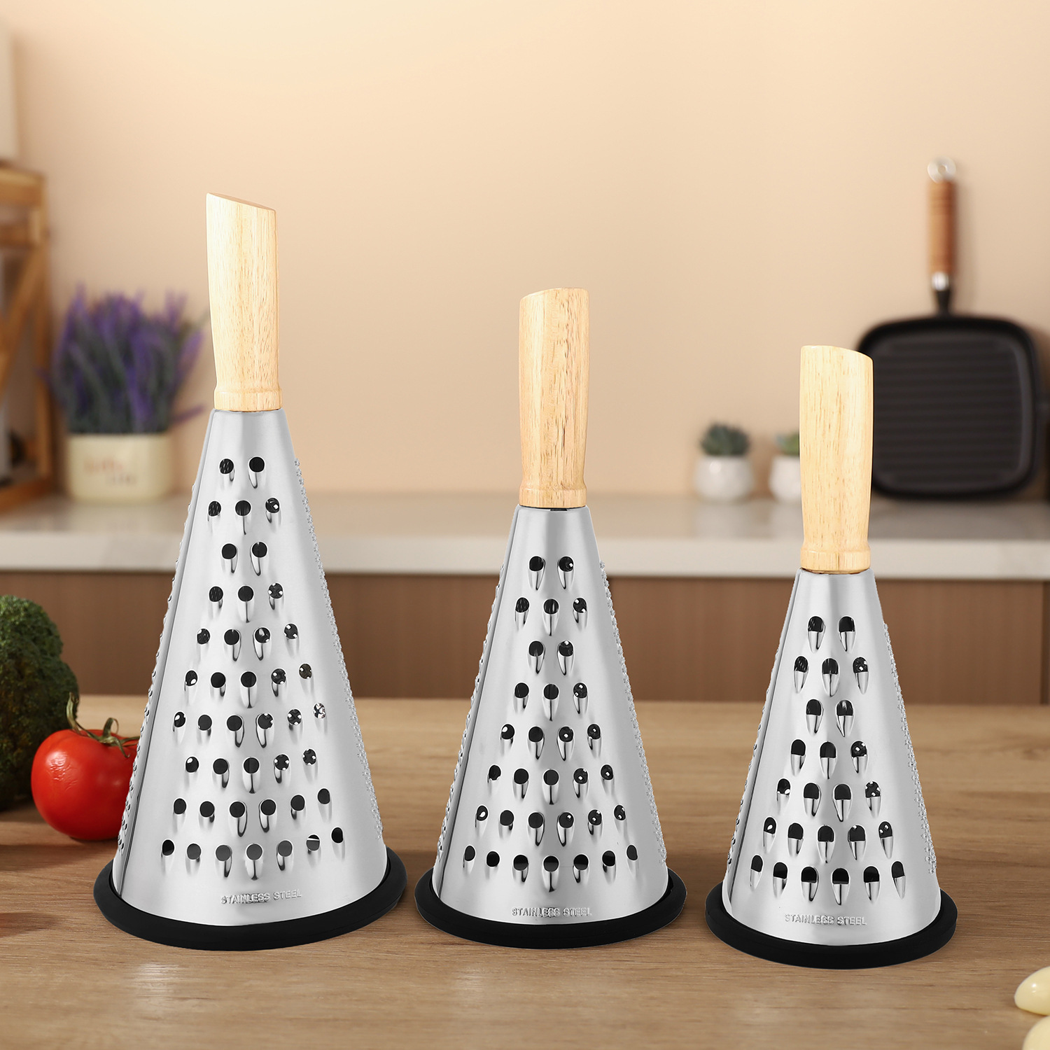 Rubber wood cone planers, 8-inch, 9-inch, 10-inch cone planers, kitchen planers, melon planers, anti-slip strips, slicers and slicers full figure