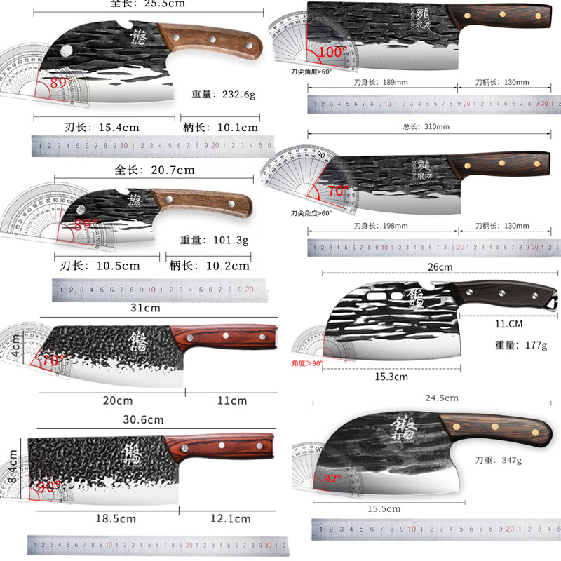 Running around the world for 10 yuan, forging Longquan Yangjiang kitchen knives, street stall kitchen knives for chopping bones and killing fish, slicing and cutting meat, sharp knives Application Scenario