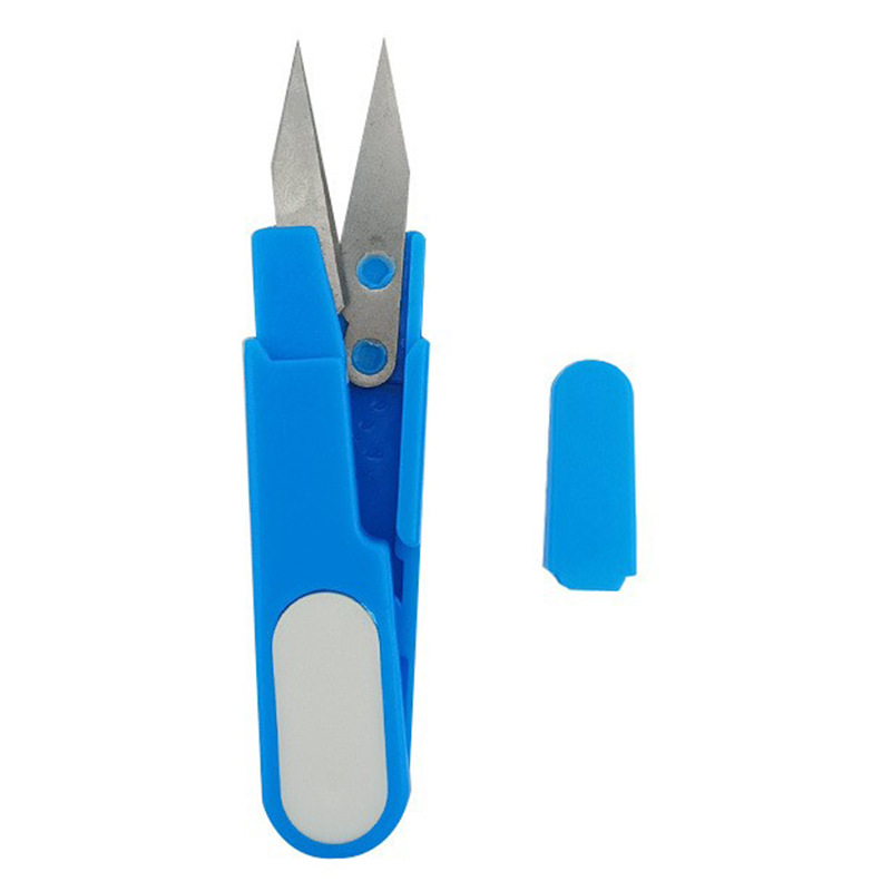 Creative home U-shaped fishing line scissors with lid, small scissors, fishing line scissors, lead shears, cap yarn scissors Item Picture