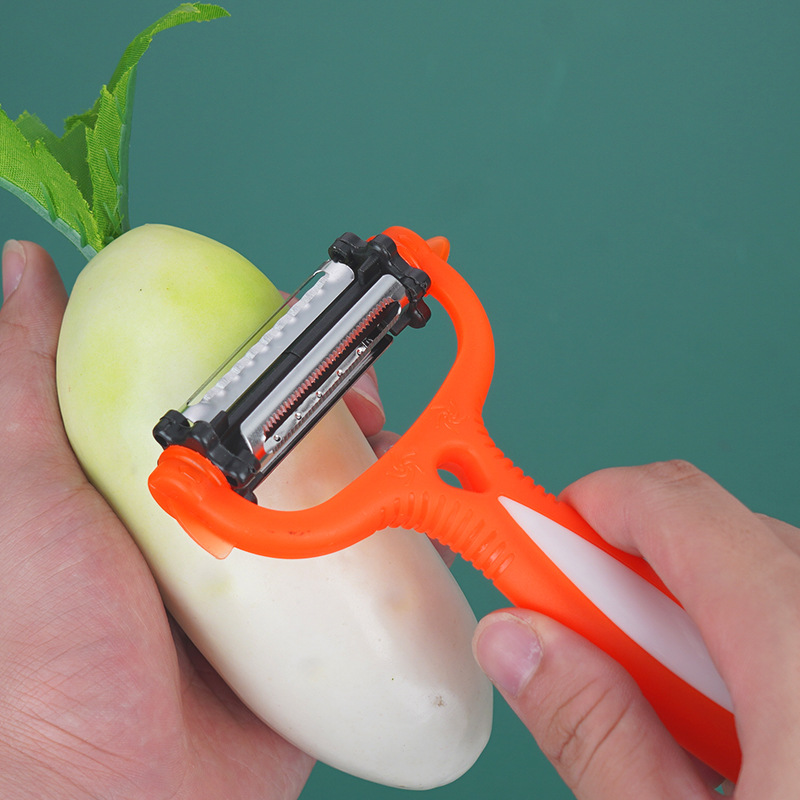 Three-in-one peeler, household melon peeler, multi-functional fruit and vegetable slicing wonder, wholesale of peelers, peels and peeling knives Specification drawing