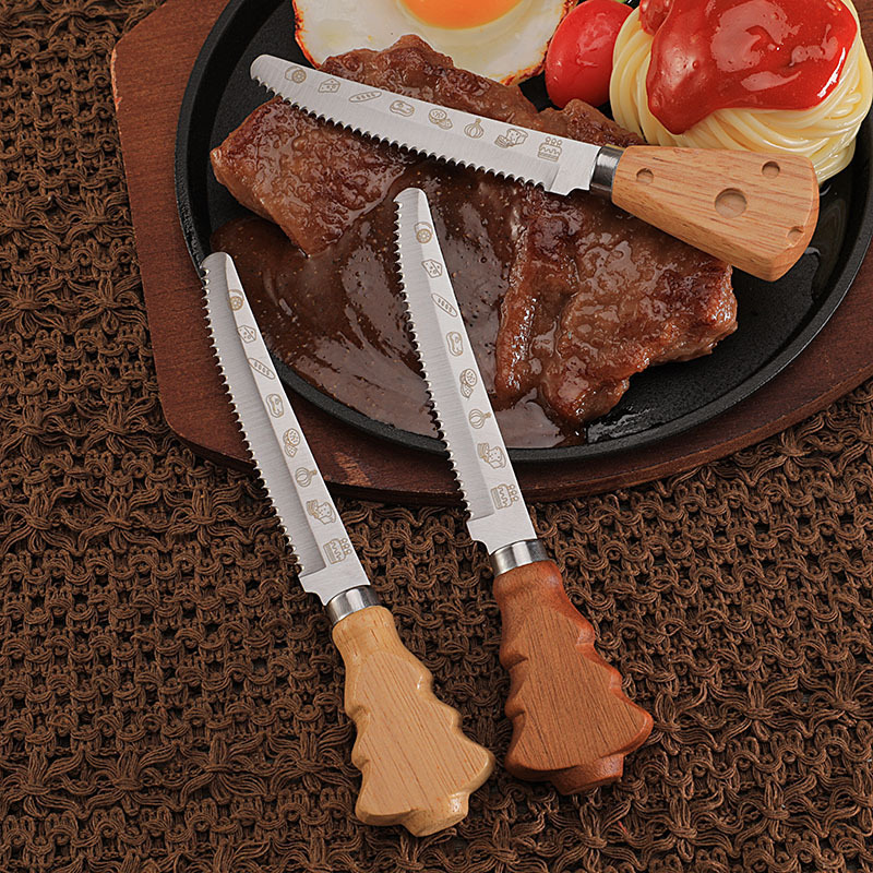 Factory in-stock creative Christmas tree handle steak knife, stainless steel Western food knife, steak knife, baking toast and bread knife Specification drawing