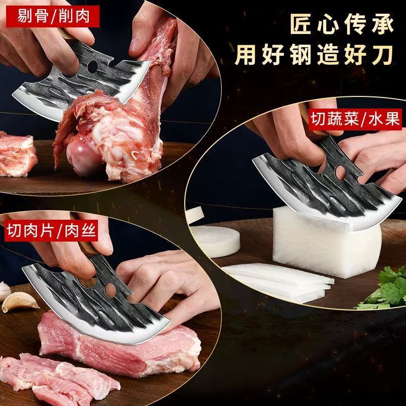 Factory direct sales of Longquan forged small kitchen knives, bone-removing knives, meat cutters, curved knives, fish-killing knives, and special slaughterhouses for pigs Specification drawing