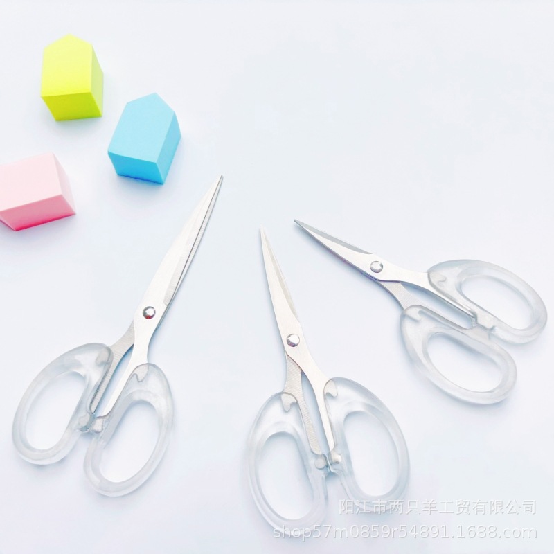 Frosted transparent scissors, special for home and office use, student stationery unboxing knives, thickened stainless steel hand scissors details Picture