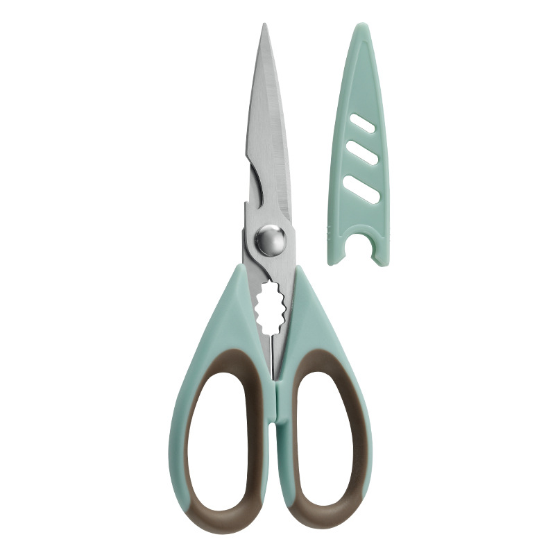 Hot-selling multi-functional kitchen scissors, stainless steel bottle opening food scissors, strong scissors for complementary foods and vegetables, in stock for wholesale Item Picture