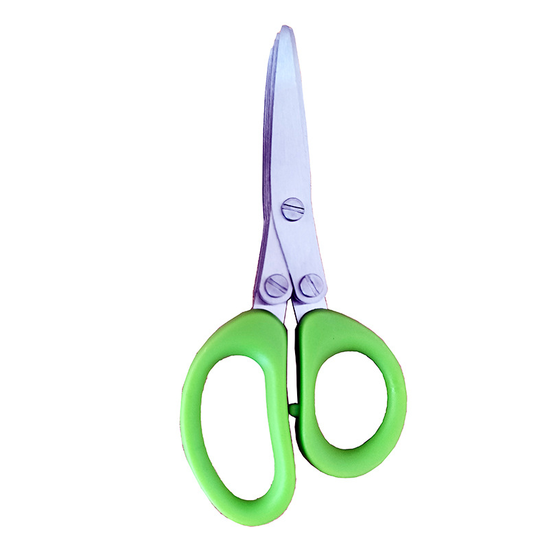 Multi-functional kitchen stainless steel three-layer and five-layer scallion scissors, chives and coriander cutters, scallion knives, chef's food scissors Item Picture