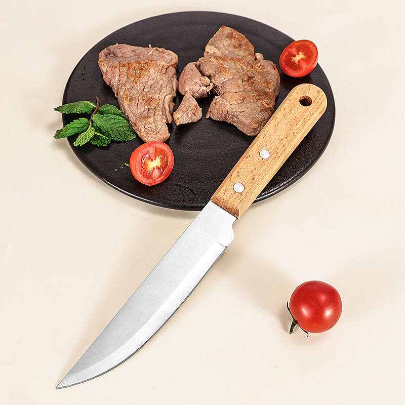 Factory stock of wooden handle Western knives, stainless steel steak Western knives, Western restaurant knives, new cross-border products in stock Specification drawing