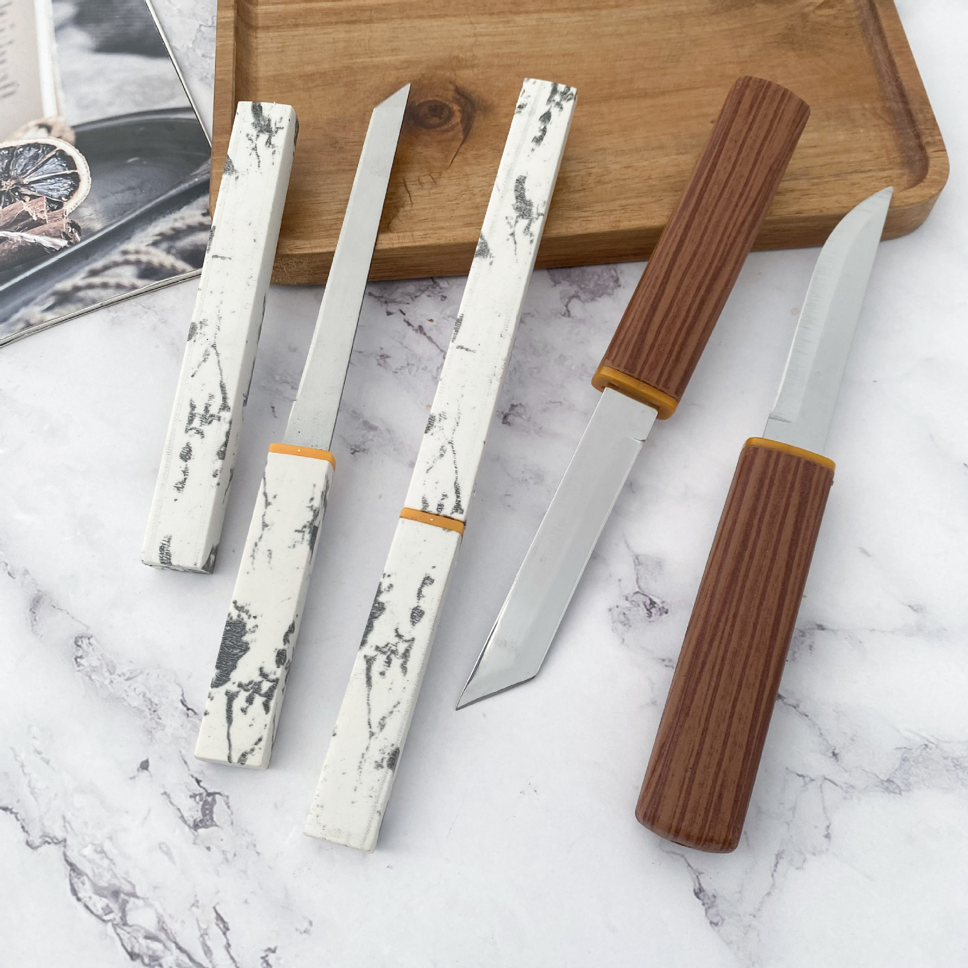 The best-selling Yunmo M390 outdoor portable black-handled straight knife, multi-purpose knife, Double Dragon Double Knife, small battle boat tea knife full figure