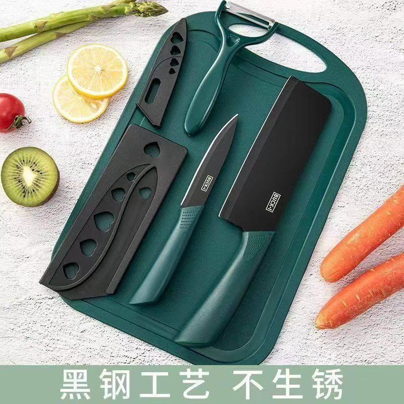 Kitchen knife set: A complete set of stainless steel fruit knives, cutting boards, and kitchen knives for household use full figure