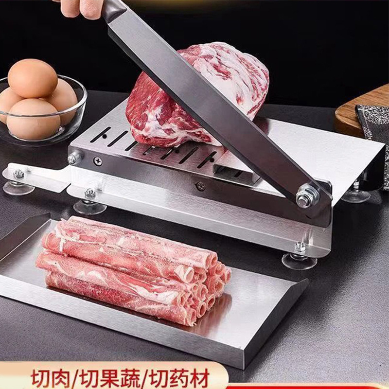Household stainless steel beef and mutton roll slicing machine for cutting chicken, duck and goose, kitchen bone-cutting multi-functional guillotine, commercial for cutting medicinal materials details Picture