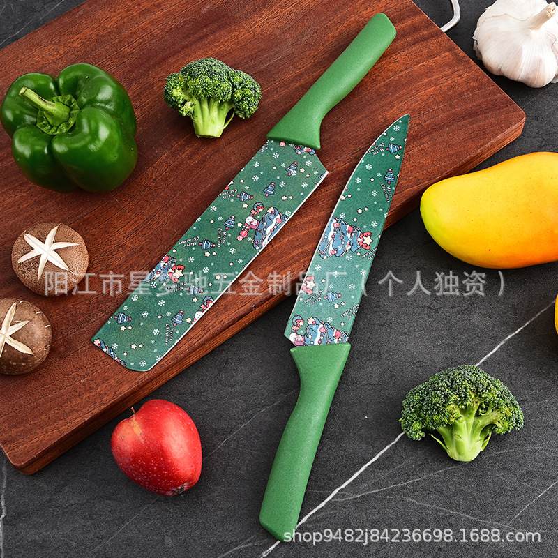 A popular export set of Christmas printed six-piece knife sets, kitchen knife sets and gift knife sets Application Scenario