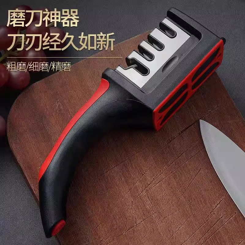 Wholesale of household multi-functional three-section whetstone, rapid ceramic whetstone tools, Yangjiang whetstone magic tools details Picture
