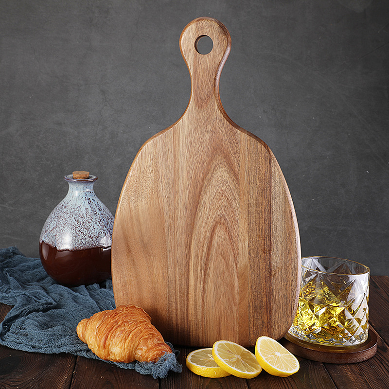 In stock: Acacia wood cutting board, cutting board, steak, Western food, fruit cutting board, cheese and cheese board set, cheese knife three-piece set details Picture